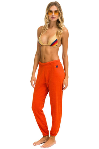 RIDE LOGO WHITE SWEATPANTS - ORANGE Women's Sweatpants Aviator Nation