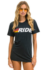 RIDE LOGO WHITE TEE - CHARCOAL Tees Aviator Nation