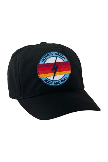 ROCK AND ROLL BOLT - VINTAGE NYLON TRUCKER HAT HATS Aviator Nation BLACK