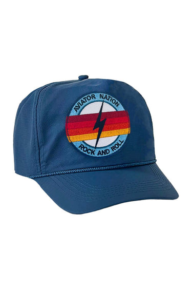 ROCK AND ROLL BOLT - VINTAGE NYLON TRUCKER HAT HATS Aviator Nation NAVY