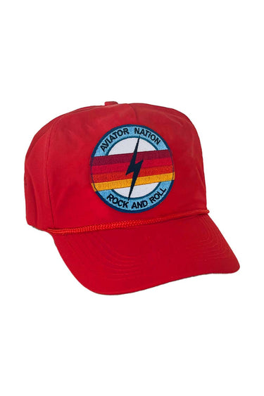 ROCK AND ROLL BOLT - VINTAGE NYLON TRUCKER HAT HATS Aviator Nation RED