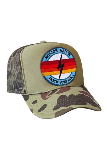 ROCK AND ROLL BOLT VINTAGE TRUCKER HAT HATS Aviator Nation CAMO