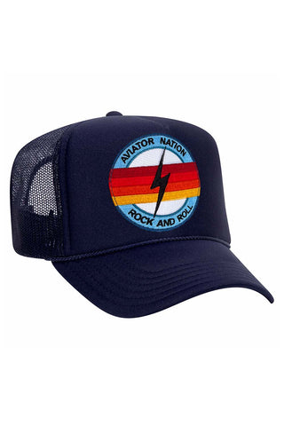 ROCK AND ROLL BOLT VINTAGE TRUCKER HAT HATS Aviator Nation NAVY