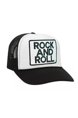 ROCK & ROLL VINTAGE TRUCKER HAT HATS Aviator Nation OS BLACK & WHITE