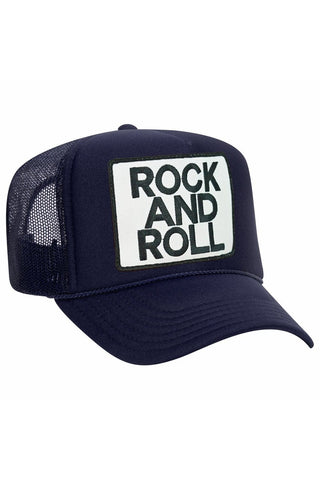 ROCK & ROLL VINTAGE TRUCKER HAT HATS Aviator Nation OS NAVY