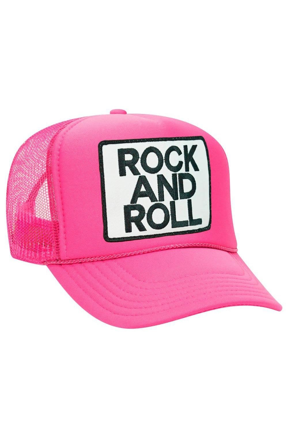 ROCK & ROLL VINTAGE TRUCKER HAT HATS Aviator Nation OS NEON PINK
