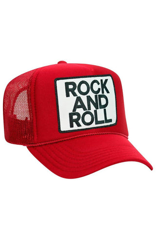 ROCK & ROLL VINTAGE TRUCKER HAT HATS Aviator Nation OS RED