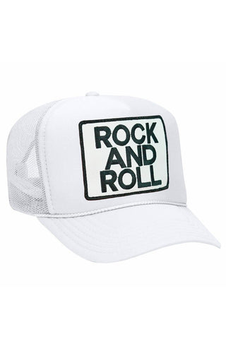 ROCK & ROLL VINTAGE TRUCKER HAT HATS Aviator Nation OS WHITE