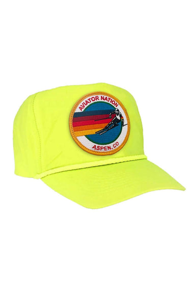 SIGNATURE ASPEN VINTAGE NYLON TRUCKER HAT HATS Aviator Nation NEON YELLOW
