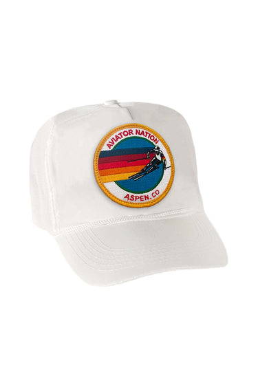 SIGNATURE ASPEN VINTAGE NYLON TRUCKER HAT HATS Aviator Nation WHITE