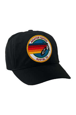 SIGNATURE AUSTIN VINTAGE NYLON TRUCKER HAT HATS Aviator Nation BLACK