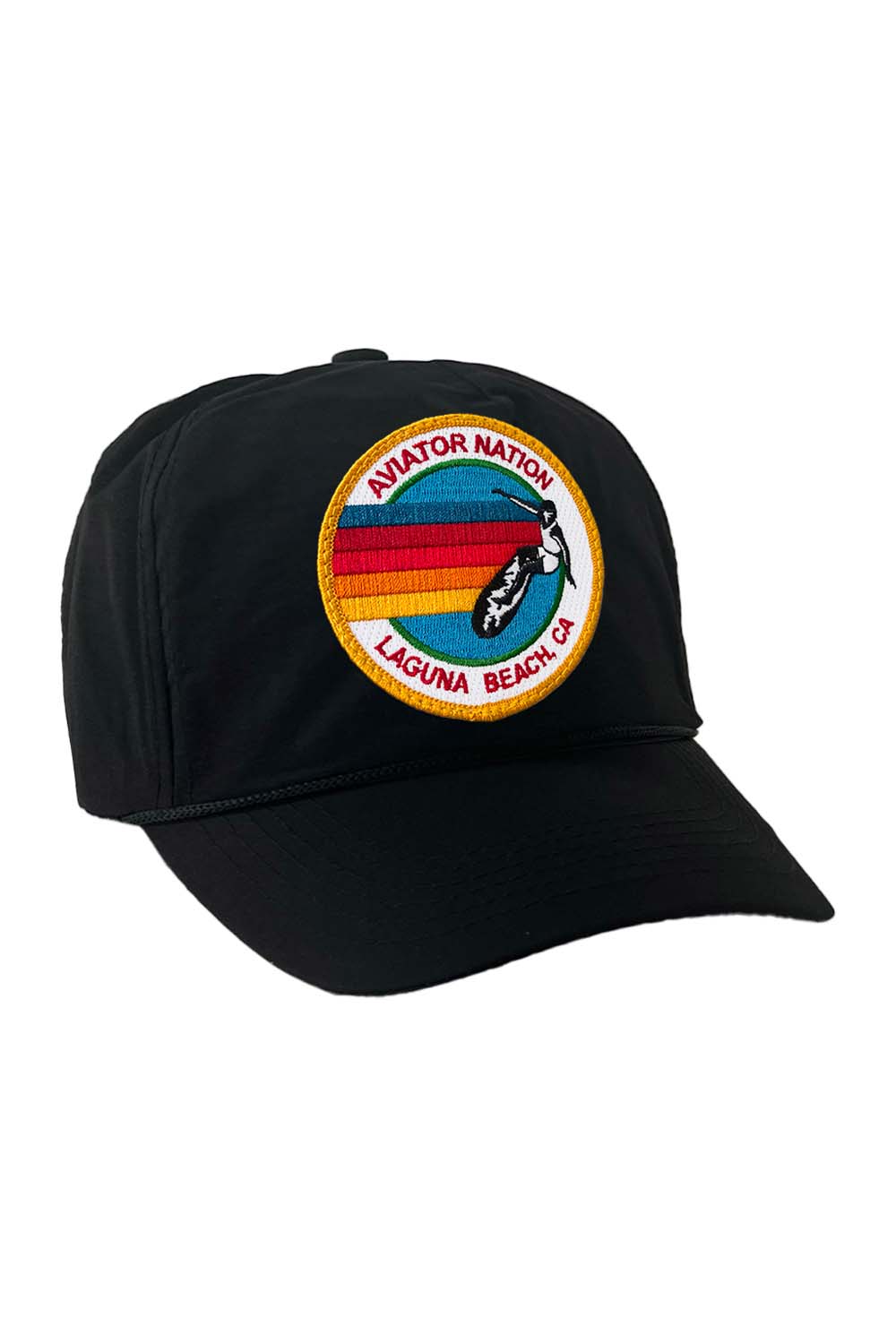 SIGNATURE LAGUNA BEACH VINTAGE NYLON TRUCKER HAT HATS Aviator Nation BLACK