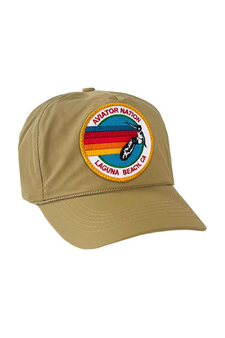 SIGNATURE LAGUNA BEACH VINTAGE NYLON TRUCKER HAT HATS Aviator Nation KHAKI