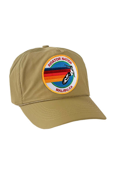 SIGNATURE MALIBU VINTAGE NYLON TRUCKER HAT HATS Aviator Nation KHAKI