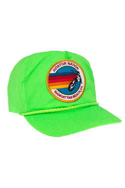 SIGNATURE MANHATTAN BEACH VINTAGE NYLON TRUCKER HAT HATS Aviator Nation NEON GREEN