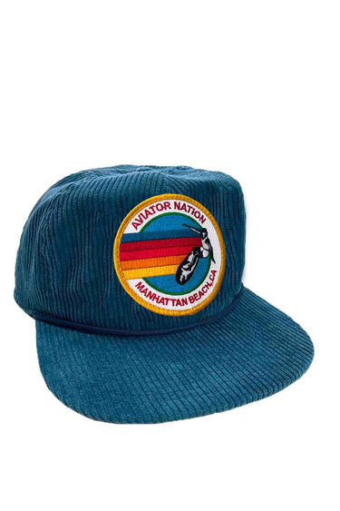 SIGNATURE MB - VINTAGE CORDUROY TRUCKER HATS Aviator Nation SEA BLUE