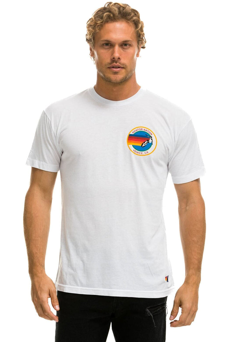 SIGNATURE SMALL VENICE CIRCLE TEE - WHITE Tees Aviator Nation