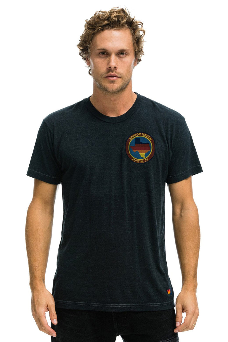 SIGNATURE TEXAS SMALL LOGO TEE - CHARCOAL Tees Aviator Nation
