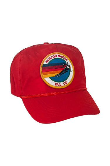SIGNATURE VAIL VINTAGE NYLON TRUCKER HAT HATS Aviator Nation RED