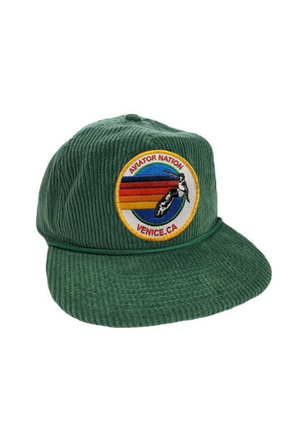SIGNATURE VENICE - VINTAGE CORDUROY TRUCKER HAT HATS Aviator Nation KELLY GREEN