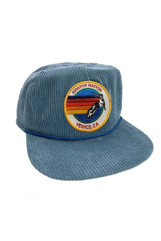 SIGNATURE VENICE - VINTAGE CORDUROY TRUCKER HAT HATS Aviator Nation LIGHT BLUE