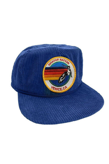 SIGNATURE VENICE - VINTAGE CORDUROY TRUCKER HAT HATS Aviator Nation ROYAL