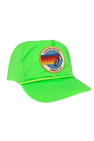 SIGNATURE - VINTAGE NYLON TRUCKER HAT HATS Aviator Nation NEON GREEN