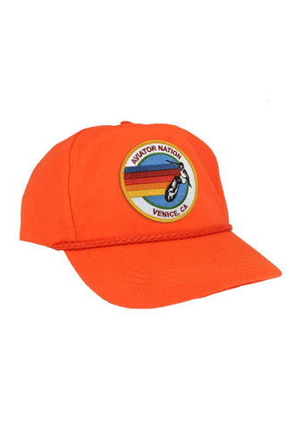 SIGNATURE - VINTAGE NYLON TRUCKER HAT HATS Aviator Nation NEON ORANGE