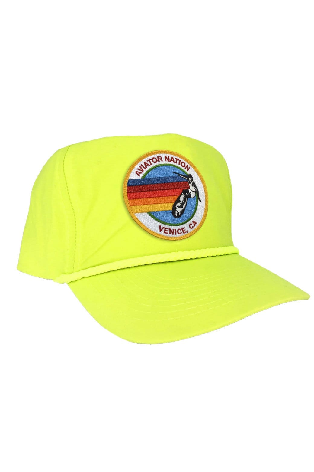 SIGNATURE - VINTAGE NYLON TRUCKER HAT HATS Aviator Nation NEON YELLOW