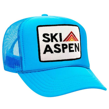 SKI ASPEN TRUCKER HAT HATS Aviator Nation NEON BLUE