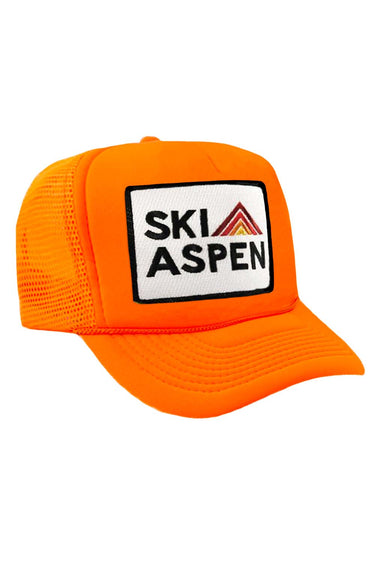SKI ASPEN TRUCKER HAT HATS Aviator Nation NEON ORANGE
