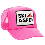 SKI ASPEN TRUCKER HAT HATS Aviator Nation NEON PINK