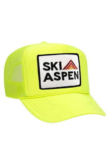 SKI ASPEN TRUCKER HAT HATS Aviator Nation NEON YELLOW