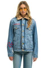 SMALL STOKED BOLT SMILEY RANCH SHERPA DENIM JACKET - SUPER LIGHT Denim Jacket Aviator Nation