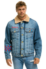 SMALL STOKED BOLT SMILEY RANCH SHERPA DENIM JACKET - SUPER LIGHT Denim Jacket Aviator Nation