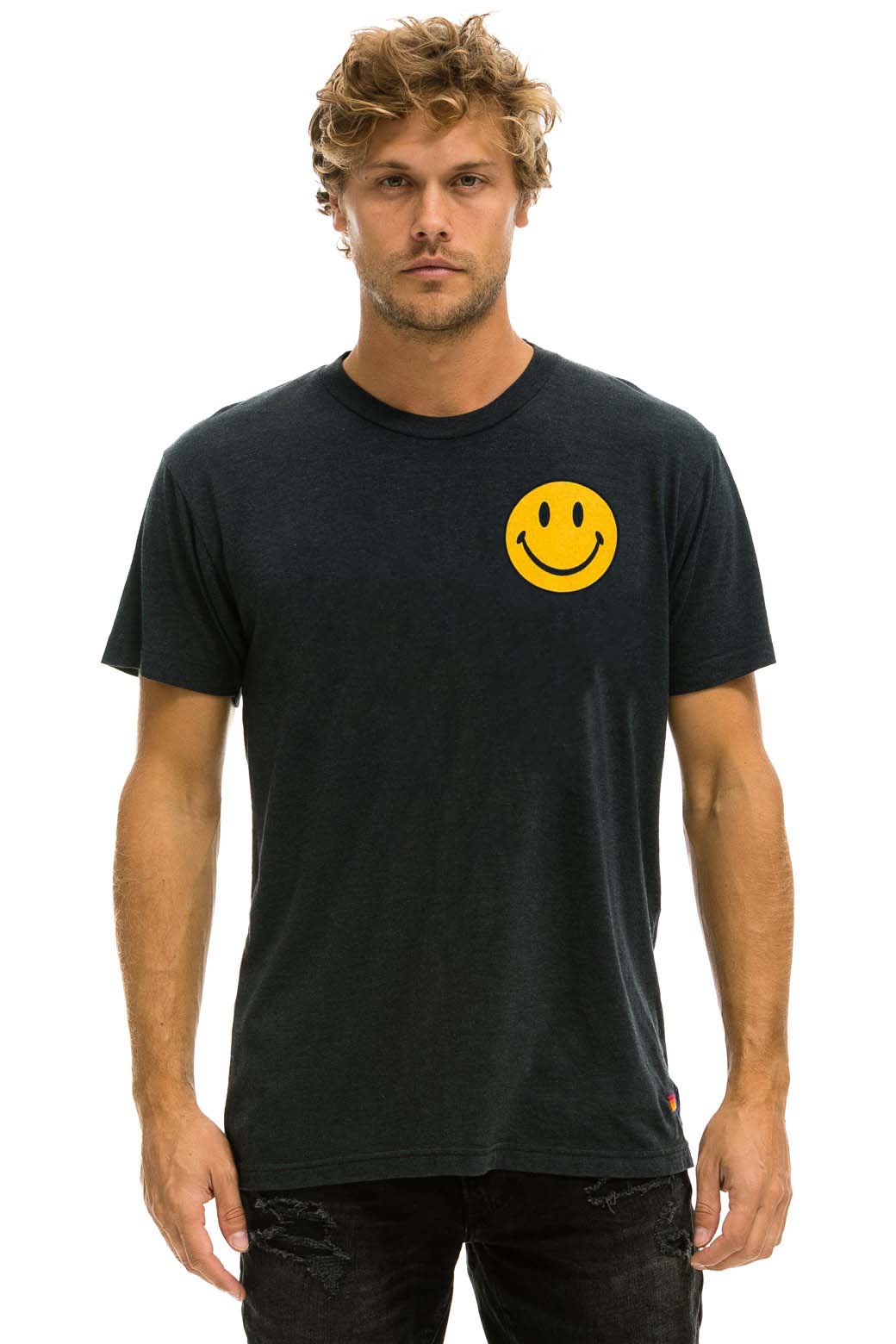 SMILEY 2 CREW TEE - CHARCOAL Tees Aviator Nation