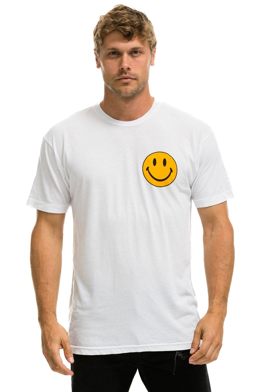 SMILEY 2 CREW TEE - WHITE Tees Aviator Nation