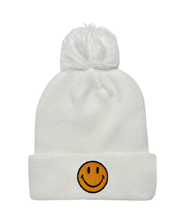SMILEY POM POM RIB BEANIE Beanie Aviator Nation WHITE