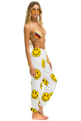 SMILEY REPEAT WOMENS SWEATPANTS - WHITE Women's Sweatpants Aviator Nation