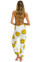 SMILEY REPEAT WOMENS SWEATPANTS - WHITE Women's Sweatpants Aviator Nation