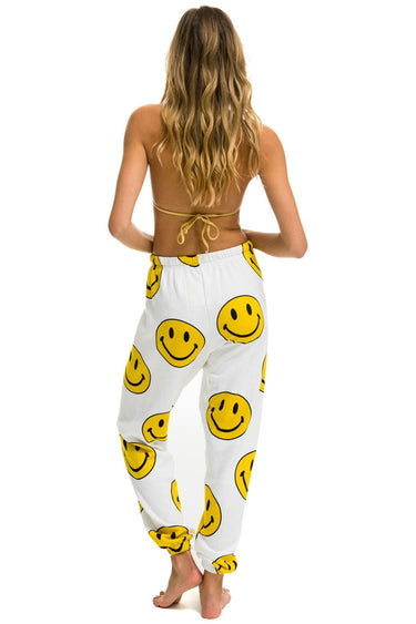 SMILEY REPEAT WOMENS SWEATPANTS - WHITE Women's Sweatpants Aviator Nation
