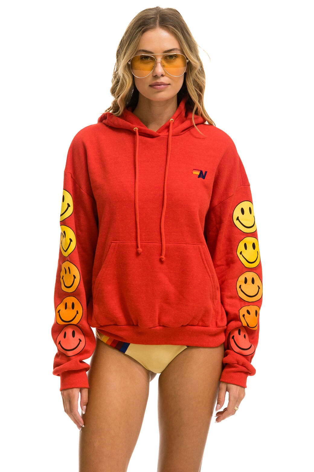 SMILEY SUNSET RELAXED PULLOVER HOODIE - RED Hoodie Aviator Nation 