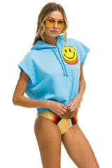 SMILEY SUNSET SLEEVELESS RELAXED CROPPED PULLOVER HOODIE - SKY Aviator Nation