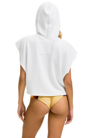 SMILEY SUNSET SLEEVELESS RELAXED CROPPED PULLOVER HOODIE - WHITE Aviator Nation