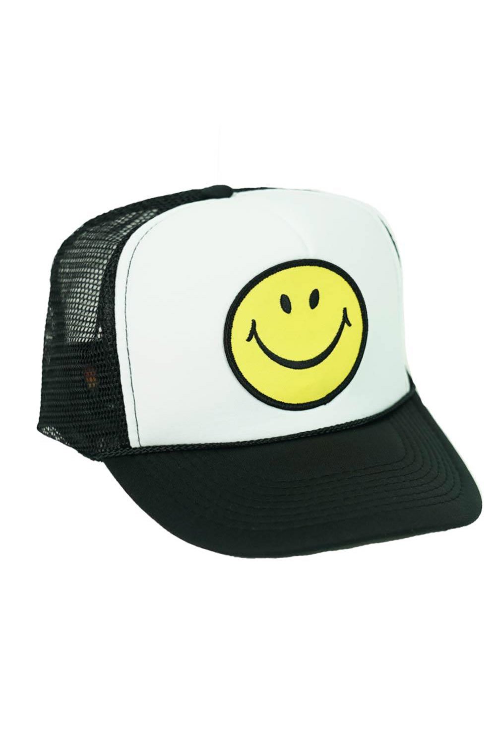 SMILEY VINTAGE TRUCKER HAT HATS Aviator Nation OS BLACK//WHITE//BLACK 