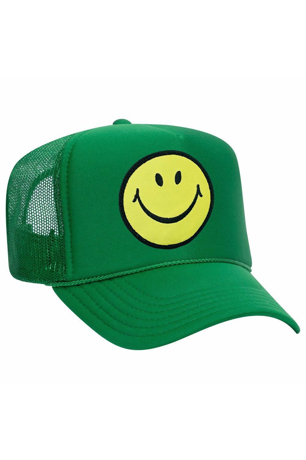 SMILEY VINTAGE TRUCKER HAT HATS Aviator Nation OS KELLY GREEN 