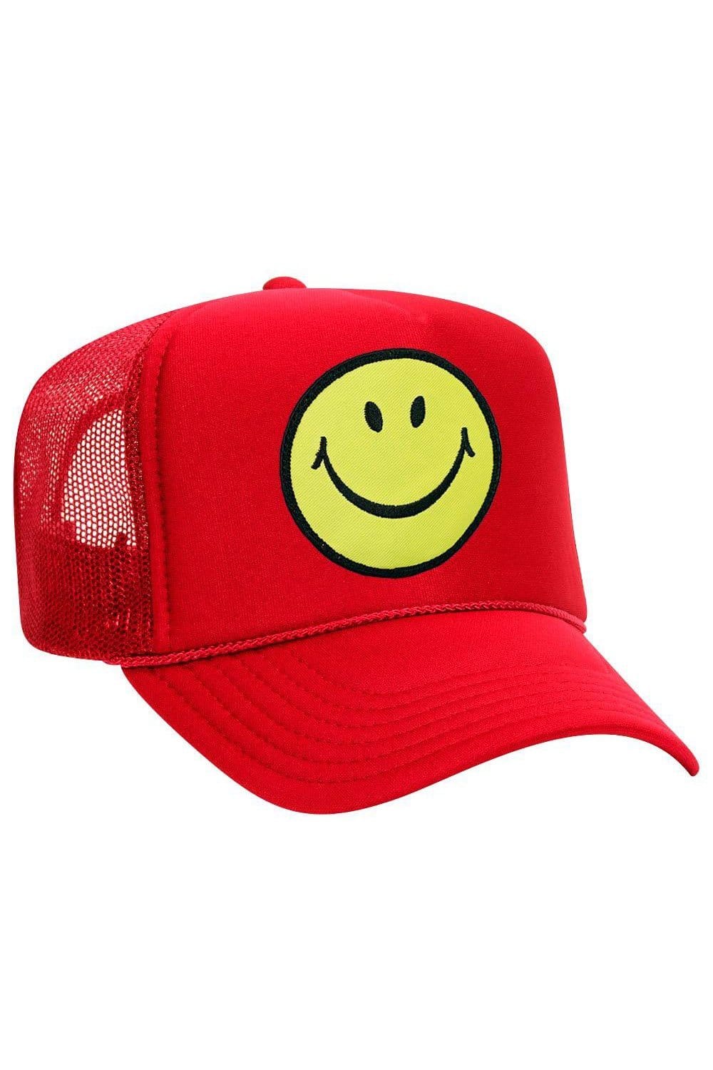 SMILEY VINTAGE TRUCKER HAT HATS Aviator Nation OS RED