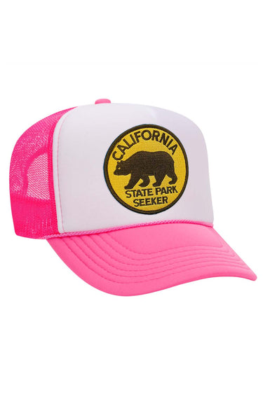 STATE PARK SEEKER VINTAGE TRUCKER HAT HATS Aviator Nation OS NEON PINK // WHITE // NEON PINK