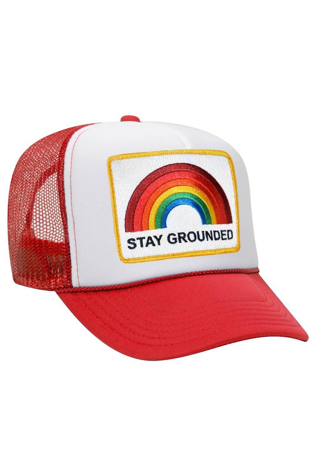 STAY GROUNDED TRUCKER HAT Trucker Hat Aviator Nation RED // WHITE 