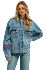 STOKED BOLT SMILEY OVERSIZED CUTOFF DENIM JACKET - VINTAGE Denim Jacket Aviator Nation